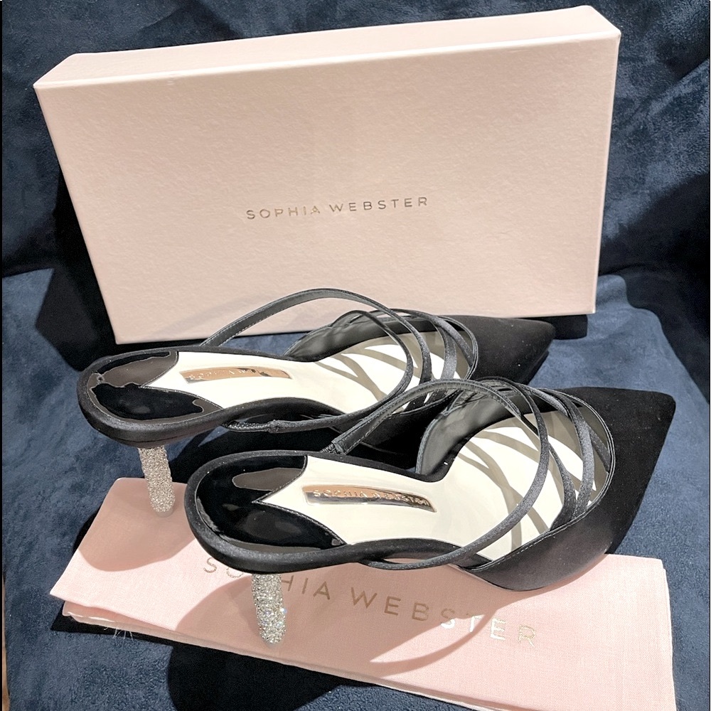 Sophia Webster Coco black satin mules - Picture 2 of 10